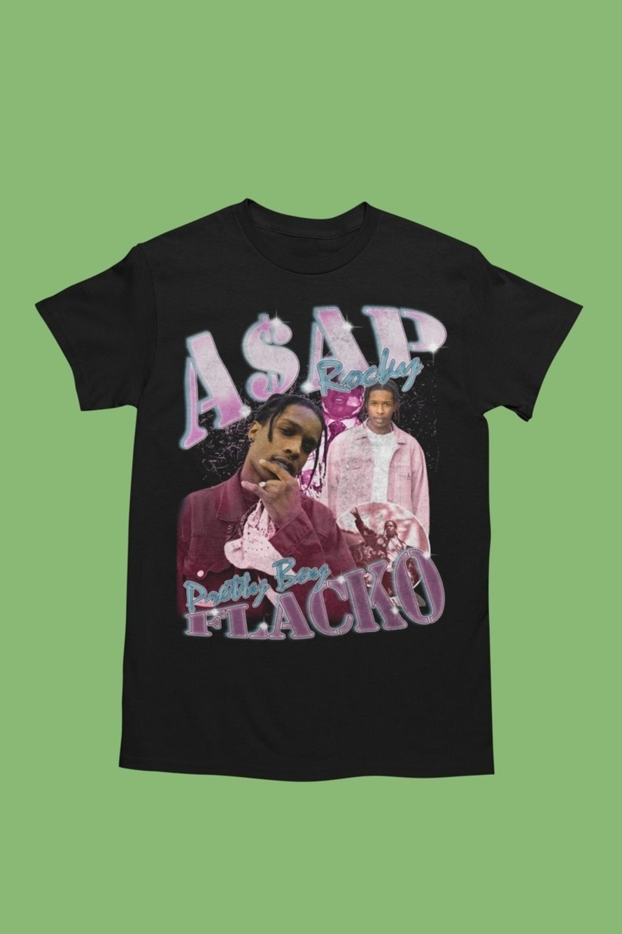 Asap Rocky 90s Rap Tees Hip Hop RnB Shirt Asap Rocky Graphic Tee 100_ Cotton